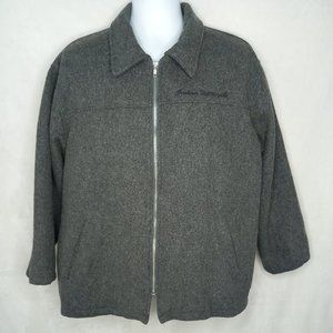 Vintage Indian Motorcycle Gray Wool Full Zip Jacket Coat (L)